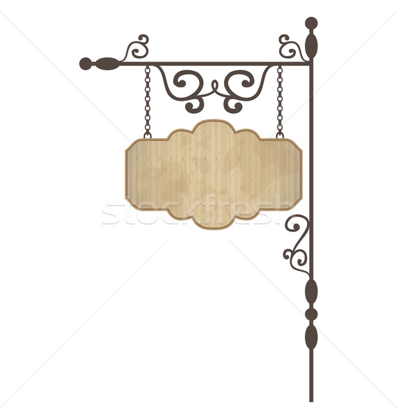 Wooden noticeboard with floral forged elements Stock photo © smeagorl