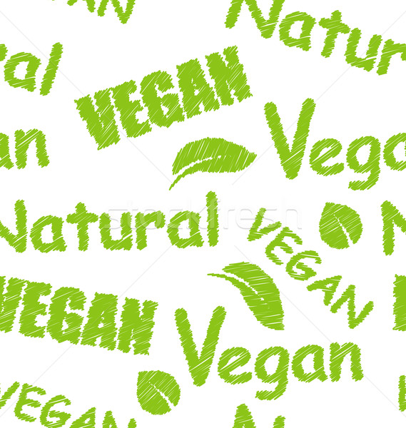 Seamless Pattern with Green Texts and Leaves Stock photo © smeagorl