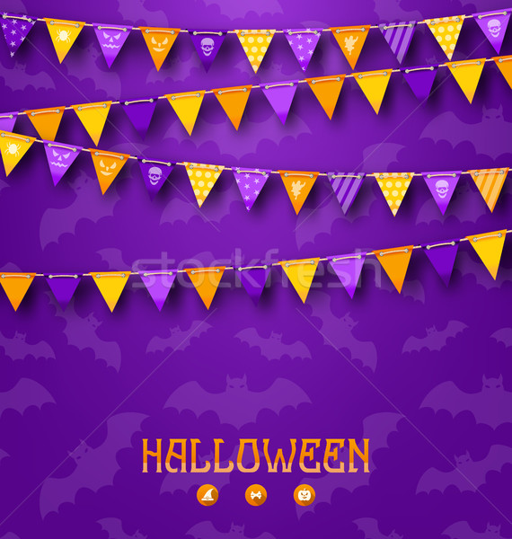 Halloween Party Background with Colored Bunting Pennants Stock photo © smeagorl