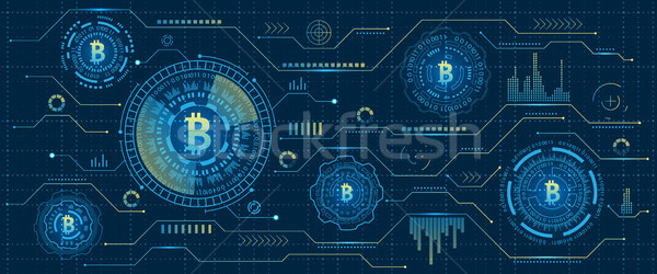 Mining Bitcoin Cryptocurrency, Digital Stream. Futuristic Money. Blockchain. Cryptography Stock photo © smeagorl