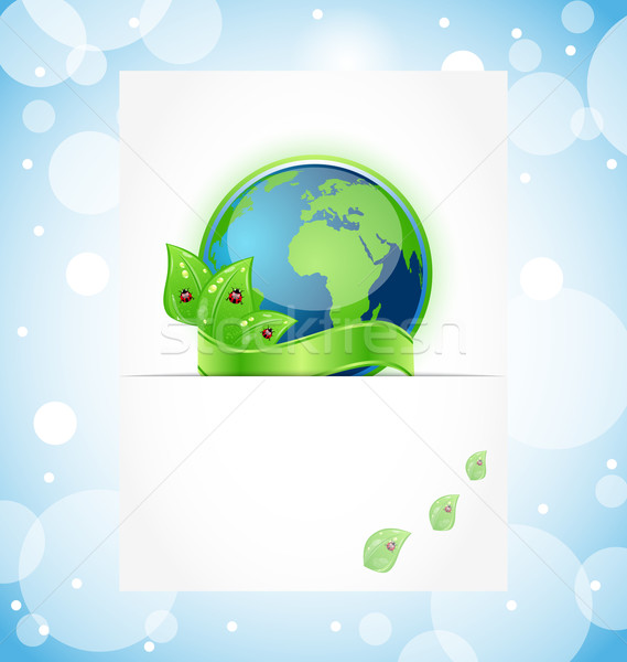 Green earth with leaves wrapped ribbon Stock photo © smeagorl