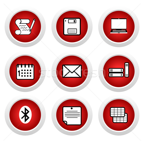 Vermelho botões ícone negócio escritório livro Foto stock © smeagorl