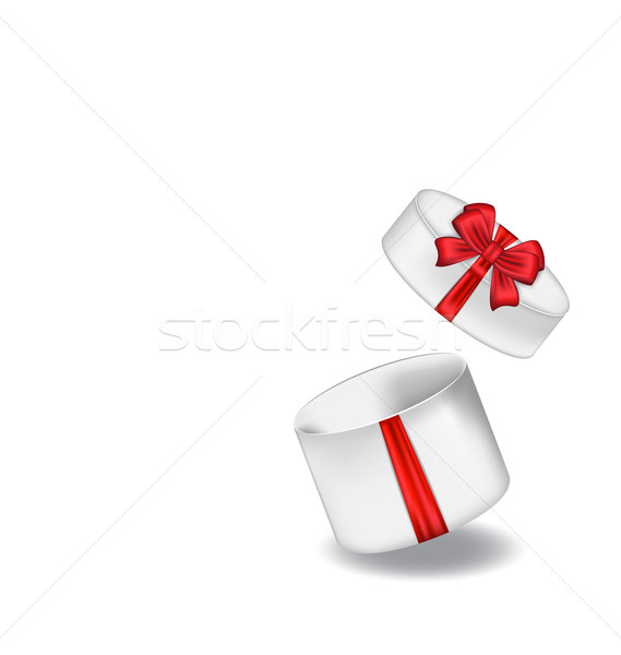 öffnen Geschenkbox rot Bogen isoliert weiß Stock foto © smeagorl