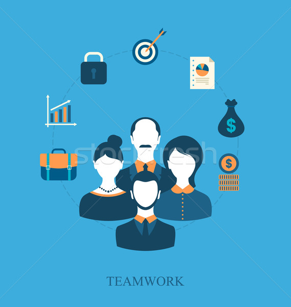 Teamarbeit Geschäftsleute führend Symbole Illustration Business Stock foto © smeagorl