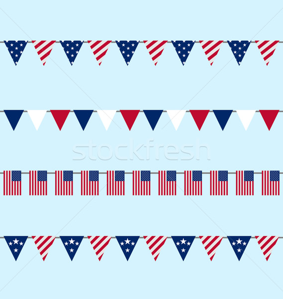Hanging Bunting pennants for Independence Day USA, Set Tradition Stock photo © smeagorl