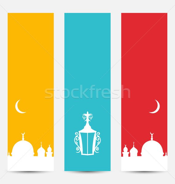 Set Colorful Banners with Symbols for Ramadan Kareem Stock photo © smeagorl