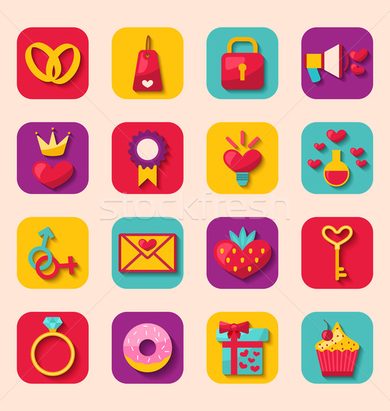 Creative Flat Design Icons for Happy Valentin's Day Stock photo © smeagorl