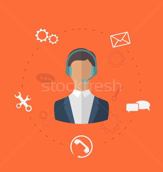 Stock photo: Concept of 24h online available customer support, help desk male