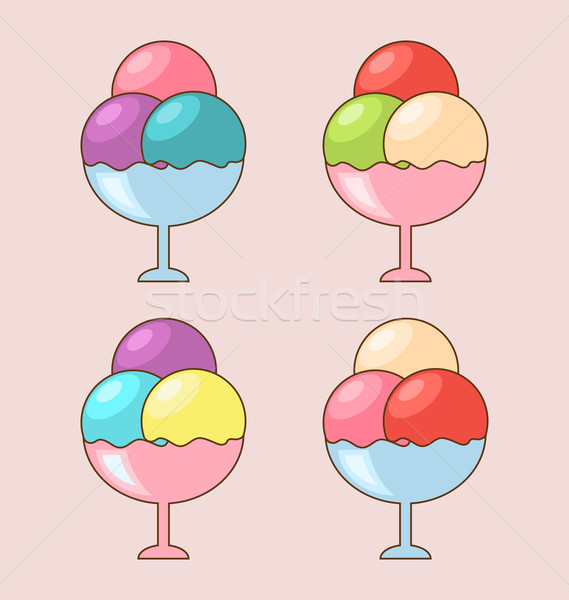 Collection Ice Creams Portion Three Balls Stock photo © smeagorl
