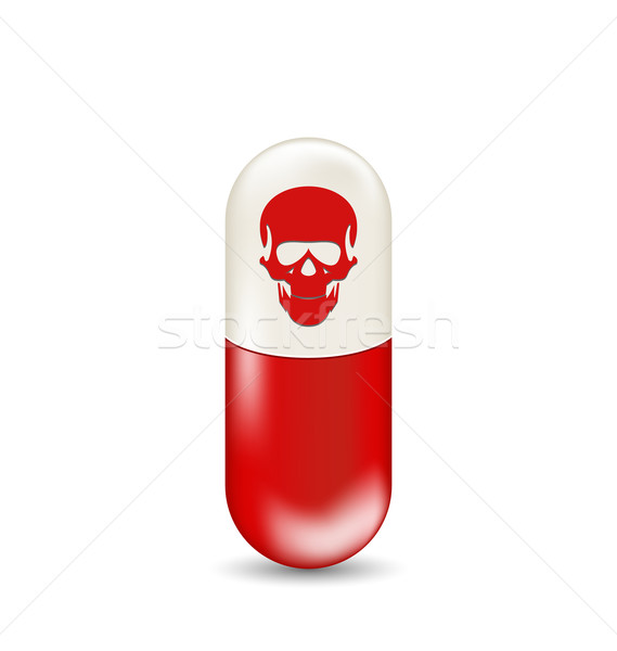 Red capsule with skull, isolated on white background Stock photo © smeagorl