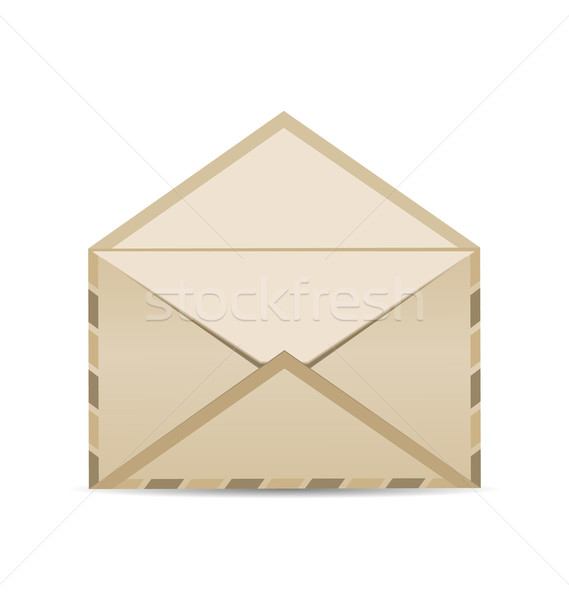 Stockfoto: Open · retro · envelop · schaduw · geïsoleerd · witte