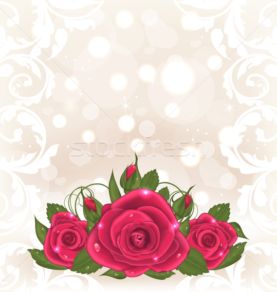 Luxo cartão buquê rosa rosas ilustração Foto stock © smeagorl
