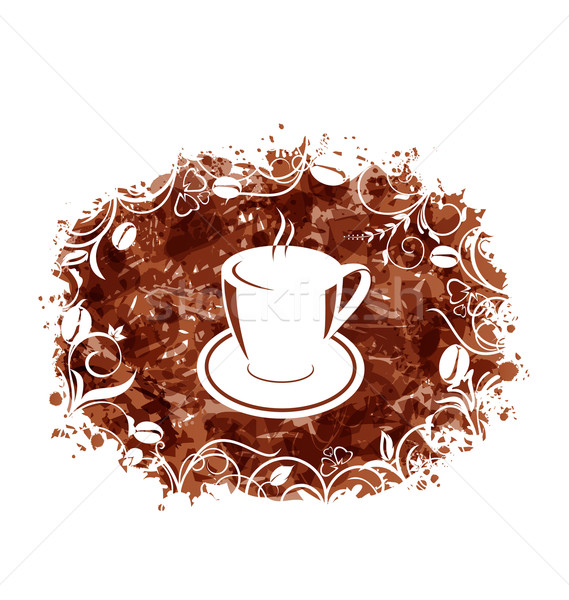 Brown Grungy Banner with Coffee Cup and Beans Stock photo © smeagorl