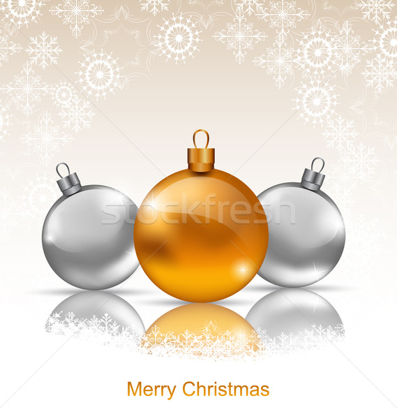 Stock photo: Holiday Background with Christmas Balls and Snowflakes