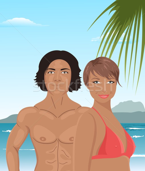 sexy girl and man on beach Stock photo © smeagorl