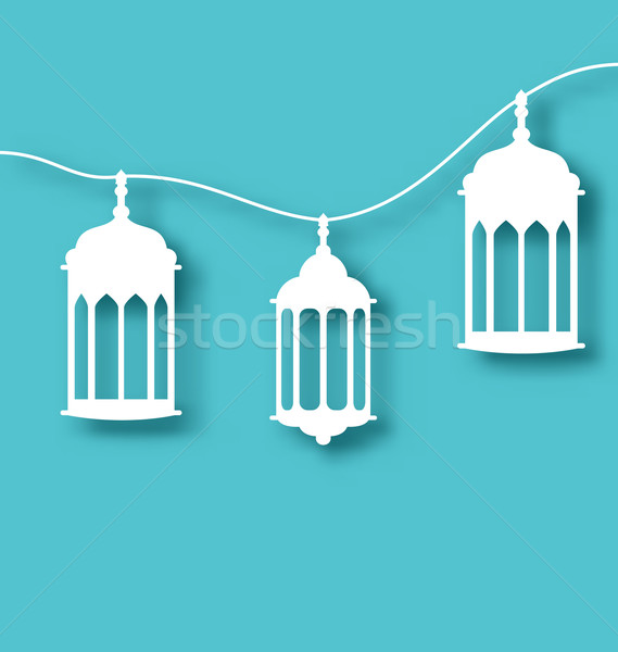 Paper Arabic lamp with shadow for holy month Stock photo © smeagorl