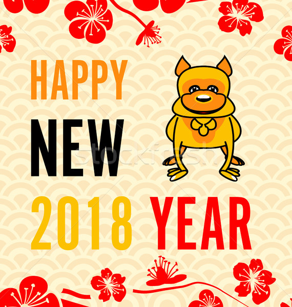 Celebration Card with Earthen Dog for Happy Chinese New Year 2018 Stock photo © smeagorl
