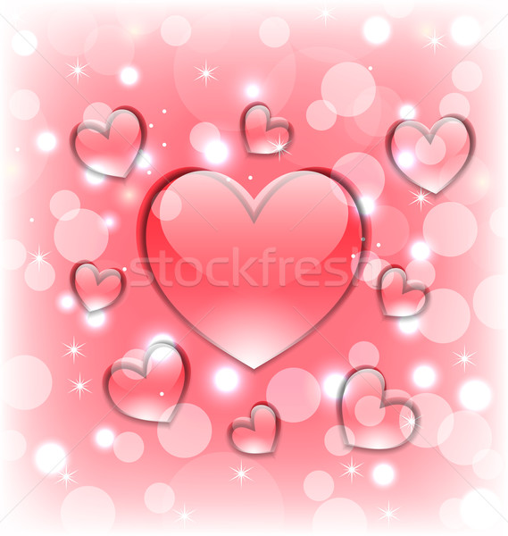 Stock photo: Shimmering background with glassy hearts for Valentine Day