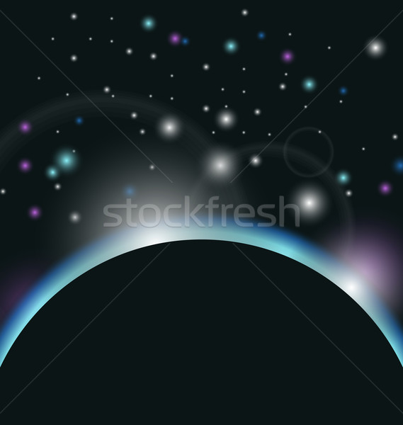 space background with earth and sunrise Stock photo © smeagorl