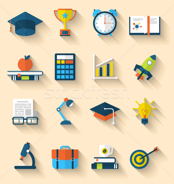 Flat icons of elements and objects for high school and college e Stock photo © smeagorl