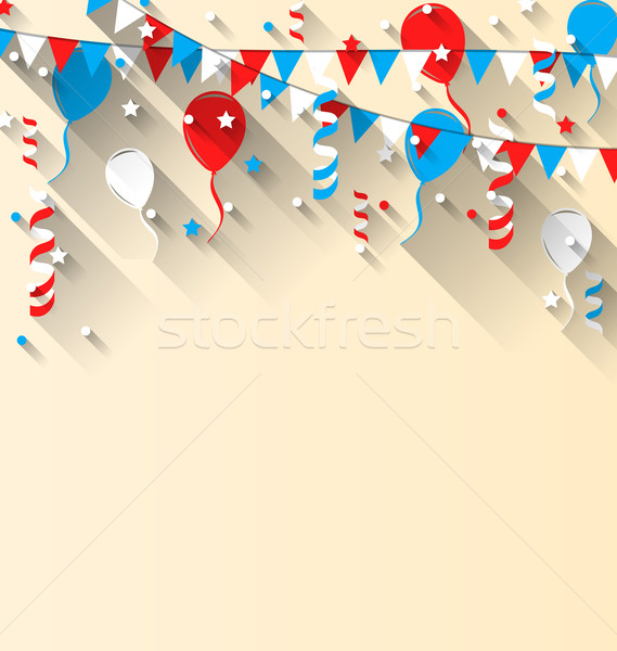 American patriotic background with balloons, streamer, stars and Stock photo © smeagorl