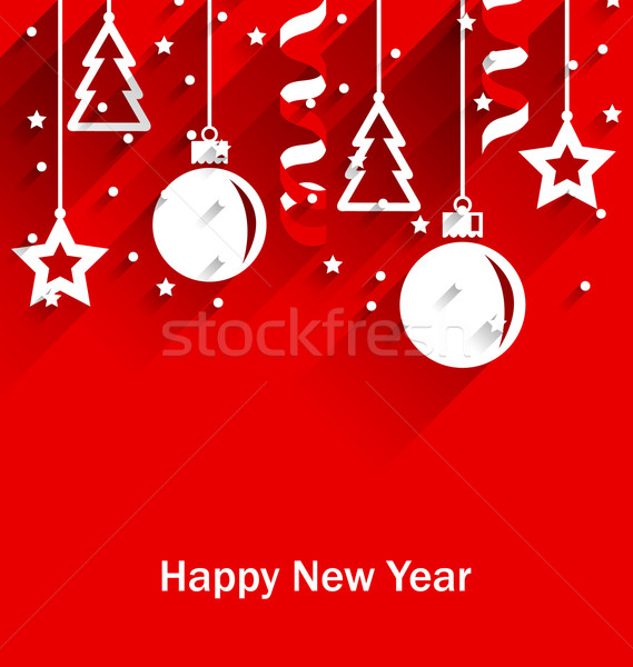 [[stock_photo]]: Happy · new · year · carte · de · vœux · illustration · sapin · étoiles