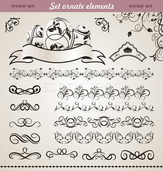 Stock photo: Set floral ornate design elements