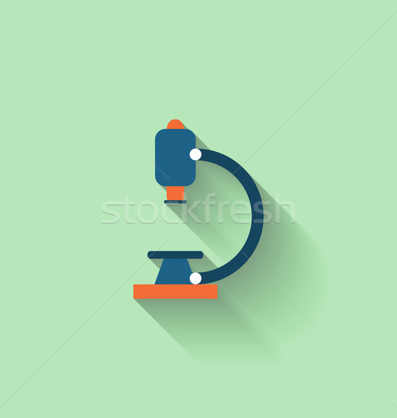 Modern Flat Icon of Microscope with Long Shadow Stock photo © smeagorl