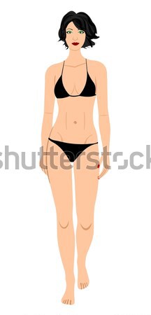 The brunette in a black bathing suit isolated on a white backgro Stock photo © smeagorl