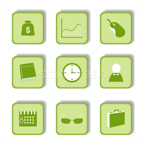 Zielone naklejki ikona działalności książki Internetu Zdjęcia stock © smeagorl