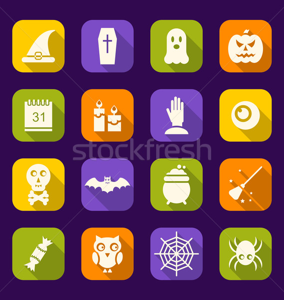  Halloween Flat Icons with Long Shadows Stock photo © smeagorl