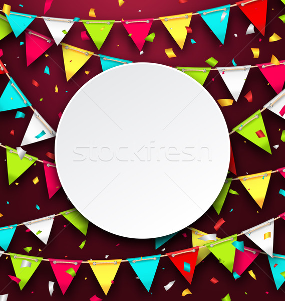 Party Background with Clean Card, Colorful Bunting and Confetti Stock photo © smeagorl