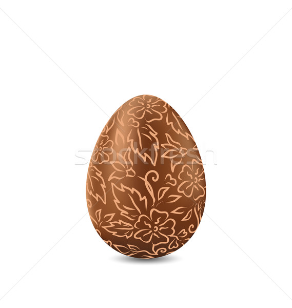 Easter chocolate egg in hand-drawn style, isolated on white back Stock photo © smeagorl