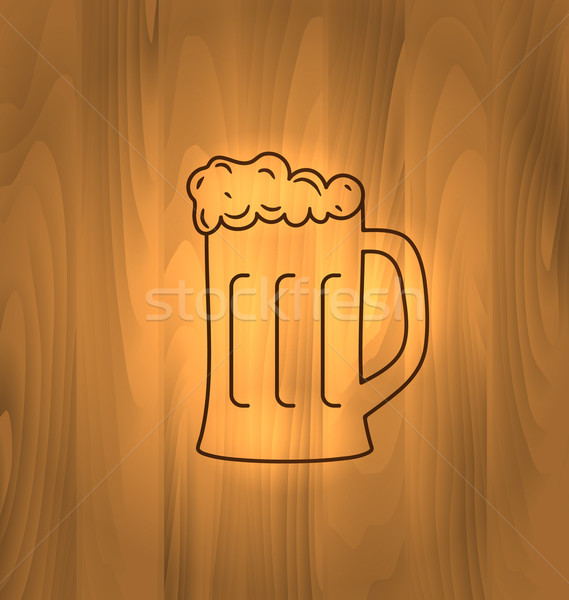 Mok bier schuim houten tafel oktoberfest illustratie Stockfoto © smeagorl