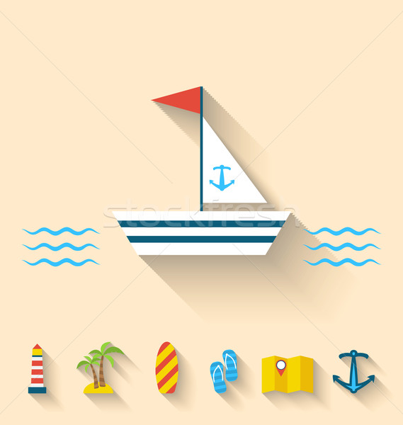 Szett ikonok hajóút ünnepek utazás vakáció Stock fotó © smeagorl