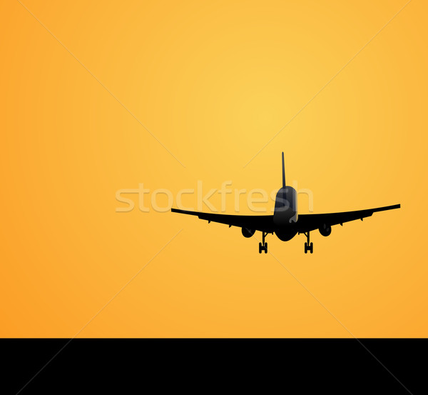 Avion diminuer ciel vitesse noir silhouette [[stock_photo]] © smeagorl