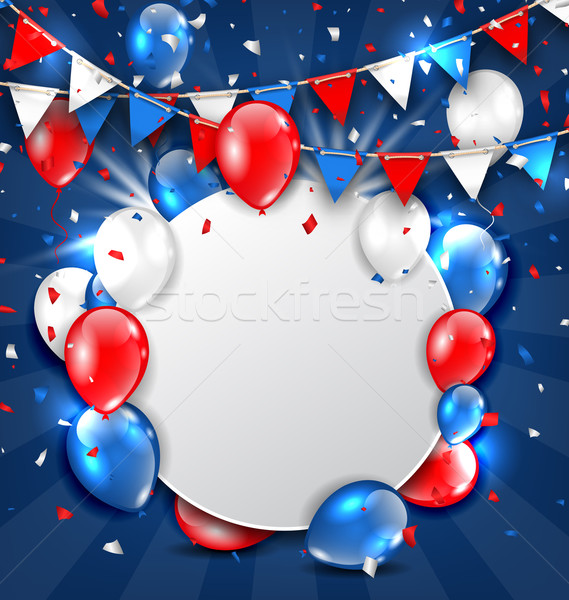 Stock photo: Greeting Card for American Holidays, Colorful Bunting, Balloons and Confetti