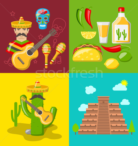 Collection Banners of Mexican Icons Stock photo © smeagorl