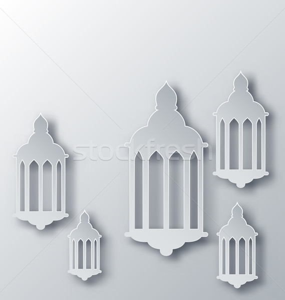 Paper Arabic lamp with shadow for holy month Stock photo © smeagorl