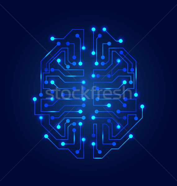 Stylized Brain. Circuit Board Texture, Electricity Mind Stock photo © smeagorl
