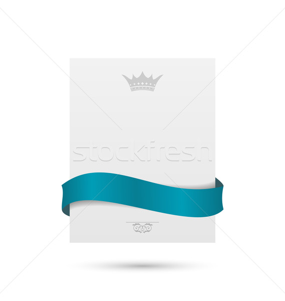 White card with blue ribbon and crown for your holiday  Stock photo © smeagorl