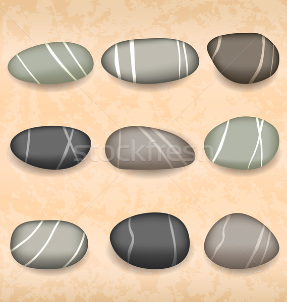 Stock photo: Sea pebbles collection on sand background