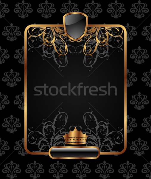 Stockfoto: Goud · vintage · frame · ontwerp · illustratie