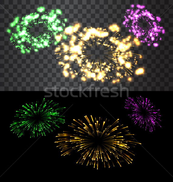 Set izolat focuri de artificii negru transparent Imagine de stoc © smeagorl
