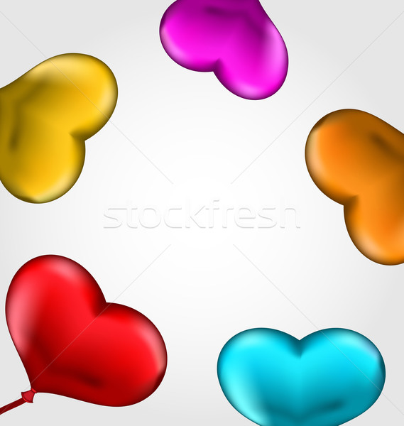 Coloré coeurs ballons isolé blanche illustration [[stock_photo]] © smeagorl