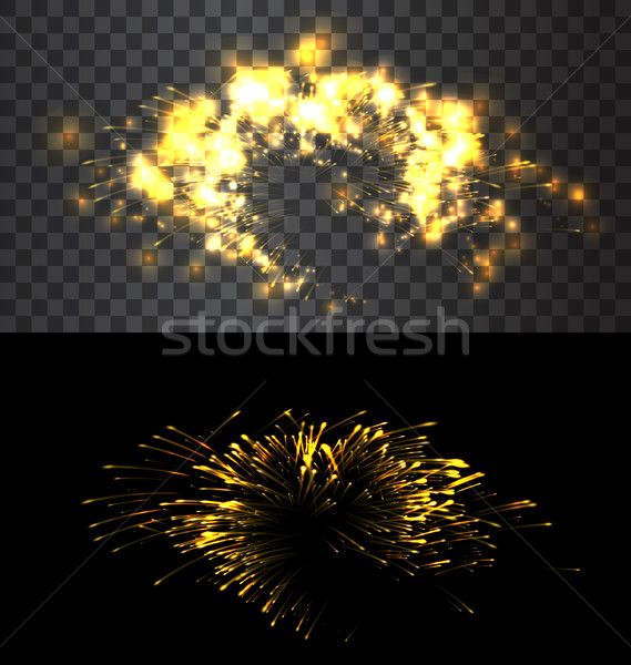 Establecer aislado fuegos artificiales dorado negro transparente Foto stock © smeagorl