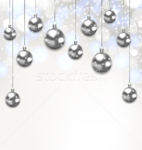 Christmas Silver Glassy Balls on Magic Light Background Stock photo © smeagorl