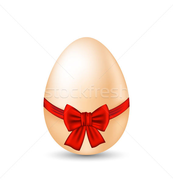 Easter paschal egg with red bow, isolated on white background Stock photo © smeagorl