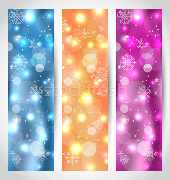 Ingesteld christmas banners sneeuwvlokken illustratie Stockfoto © smeagorl