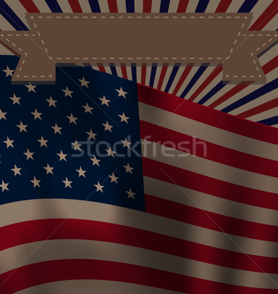 Ribbon and Flags USA Waving Wind for Independence Day 4th Patrio Stock photo © smeagorl